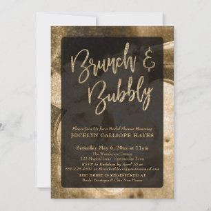 Invitación Desayuno Brunch con Champán y Letras Brillantes Do
