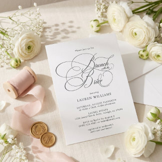 Invitación Desayuno Brunch con la Novia con elegante letra