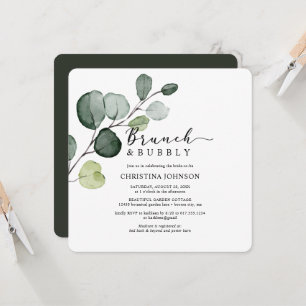 Invitación Desayuno Brunch con Verde de Eucalipto Bridal Show