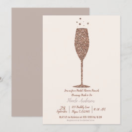 Invitación Desayuno Brunch de Boda con Champán Rosado Dorado 