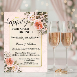 Invitación Desayuno Brunch de Boda con Rosas en Acuarela Past