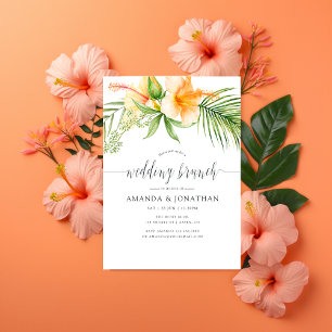 Invitación Desayuno Brunch de Boda Exótica Tropical Floral de