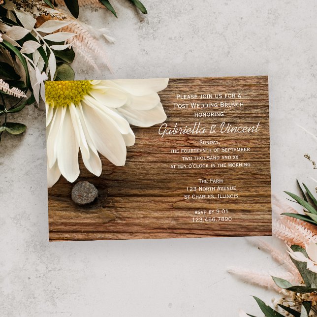 Invitación Desayuno Brunch de Bodas con Madera de Granero y M (Subido por el creador)