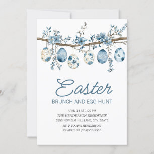 Invitación Desayuno Brunch de búsqueda de huevo de Pascua azu
