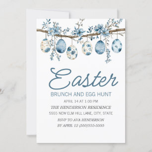 Invitación Desayuno Brunch de búsqueda de huevo de Pascua azu