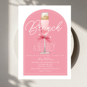 Invitación Desayuno Brunch de Champán Arco Rosa y Ducha Nupci