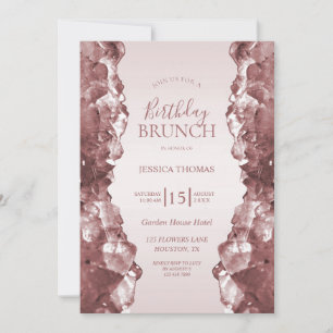 Invitación Desayuno Brunch de Cumpleaños de Cuarzo Rosa