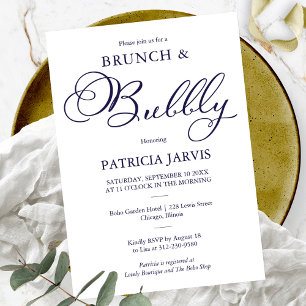 Invitación Desayuno Brunch De Escritura Azul Marinho E Chorre