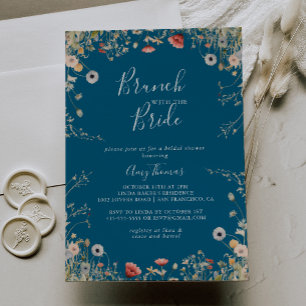 Invitación Desayuno Brunch de Flores Silvestres Navy Bliss co