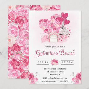 Invitación Desayuno Brunch de Galentine's de Pastel y Regalos