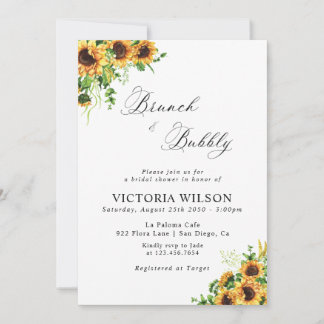 Invitación Desayuno Brunch de Girasoles y Bridal Shower Burbu