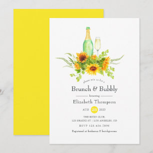 Invitación Desayuno Brunch de Girasoles y Espumoso para Despe