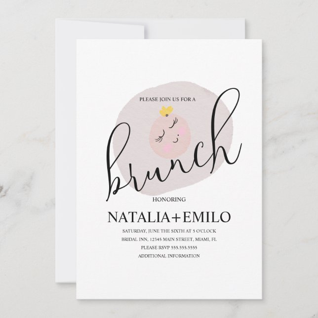 Invitación Desayuno Brunch de Huevo Frito Blanco Lindo (Anverso)