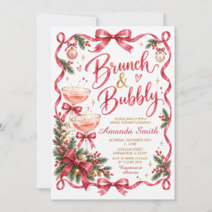 Invitación Desayuno Brunch de Invierno Rosa y Chica con Burbu