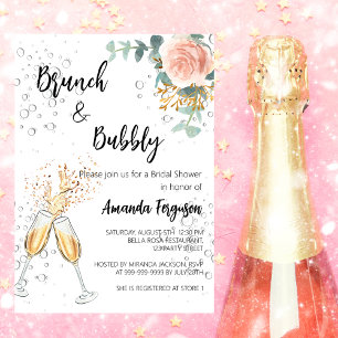 Invitación Desayuno Brunch de Lujo Floral Rosa para Boda con 
