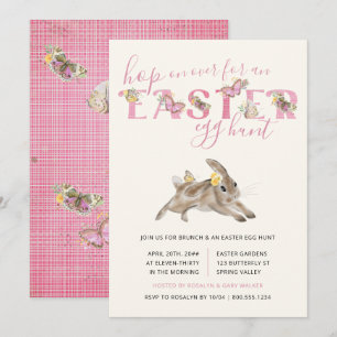 Invitación Desayuno Brunch de Mariposa y Conejo de Pascua y b