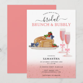 Invitación Desayuno Brunch de Panqueques con Acuarela y Burbu