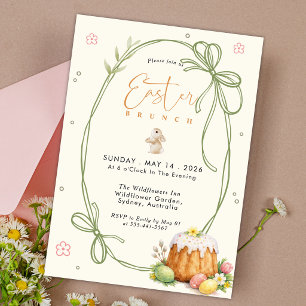 Invitación Desayuno Brunch de Pascua con Conejo Moderno