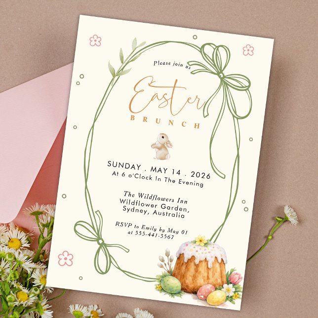 Invitación Desayuno Brunch de Pascua con Conejo Moderno (Subido por el creador)