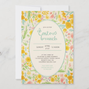Invitación Desayuno Brunch de Pascua Flores de Primavera Acua