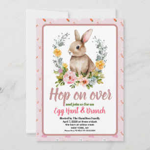 Invitación Desayuno Brunch de Pascua y Caza de Huevos Conejo 