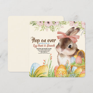 Invitación Desayuno Brunch de Pascua y Caza de Huevos Conejo