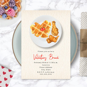 Invitación Desayuno Brunch de San Valentín Pollo y Waffles Fi