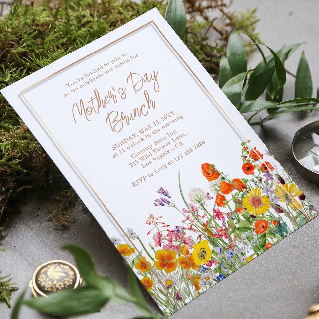 Invitación Desayuno Brunch del Día de la Madre con flores sil (Subido por el creador)