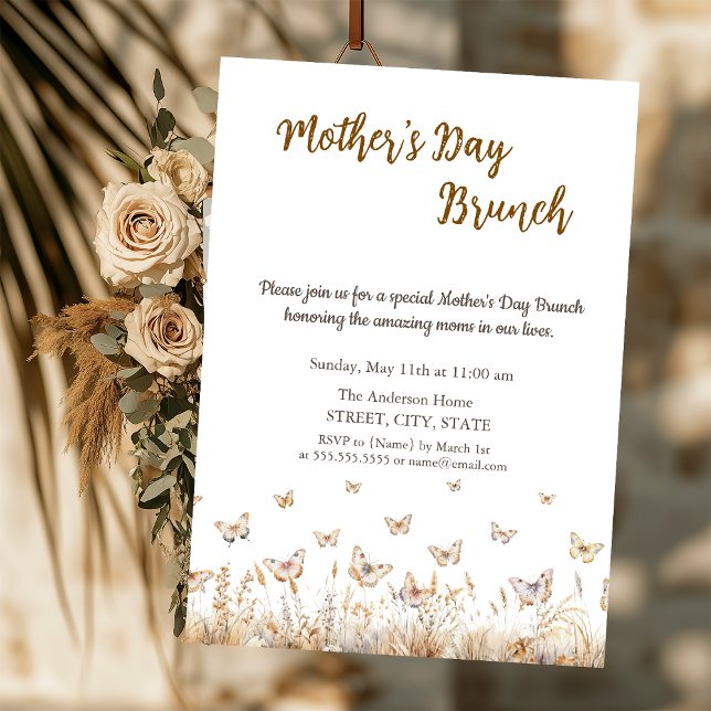 Invitación Desayuno Brunch del Día de la Madre con Mariposas  (Subido por el creador)