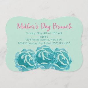 Invitación Desayuno Brunch del Día de la Madre con Rosas Acua