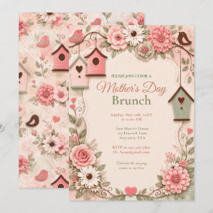 Invitación Desayuno Brunch del Día de la Madre Floral Rosa