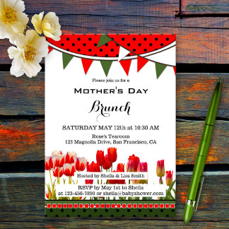 Invitación Desayuno Brunch del Día de la Madre Tulipanes Jard