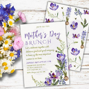 Invitación Desayuno Brunch Elegante de Floral Púrpura para el