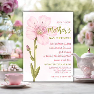 Invitación Desayuno Brunch Elegante Floral Rosa para el Día d