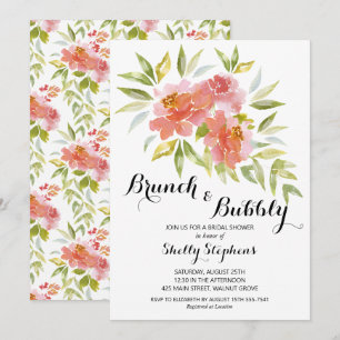 Invitación Desayuno Brunch Elegante y Floral Burbujeante para
