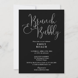 Invitación Desayuno Brunch en Blanco y Negro y Bridal Shower 