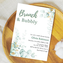 Invitación Desayuno Brunch Eucalipto Dorado & Bridal Shower B