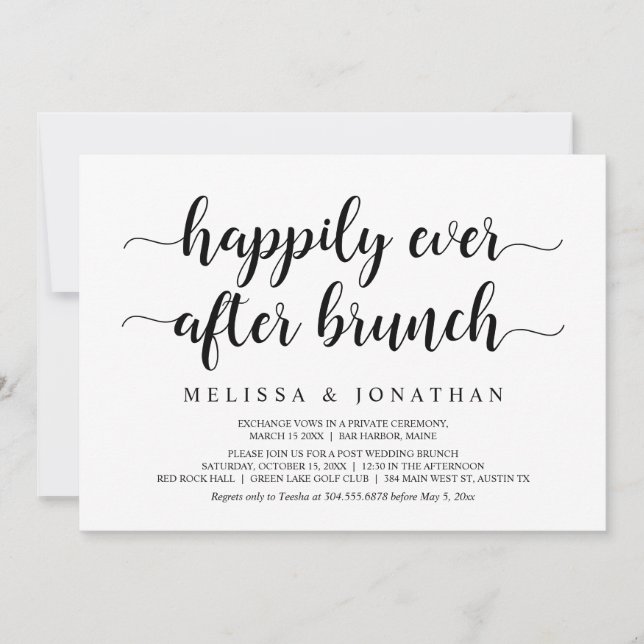Invitación Desayuno Brunch Felices para Siempre, Boda Fugaz (Anverso)