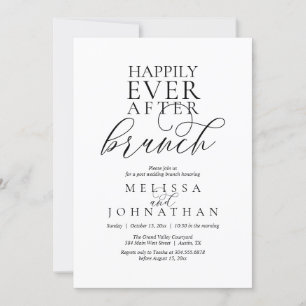 Invitación Desayuno Brunch Felices por Siempre, Boda Clásica 