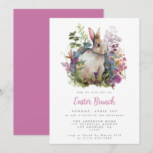 Invitación Desayuno Brunch Floral Acuarela Pascua Orquídea
