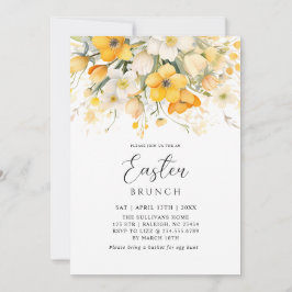 Invitación Desayuno Brunch Floral Amarillo Moderno de Primave
