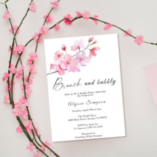 Invitación Desayuno Brunch Floral de Flor de Cerezo y Burbuje
