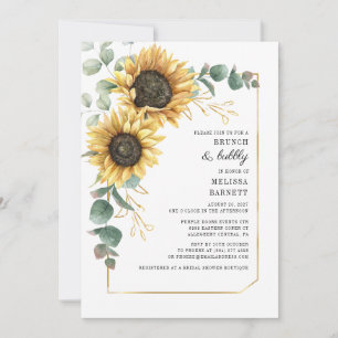 Invitación Desayuno Brunch Floral de Girasol de Eucalipto y B
