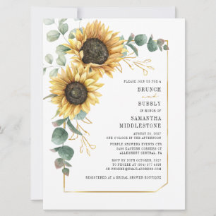 Invitación Desayuno Brunch Floral de Girasoles y Bridal Showe
