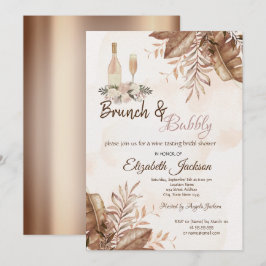 Invitación Desayuno Brunch Floral de Otoño Exótico y Burbujea