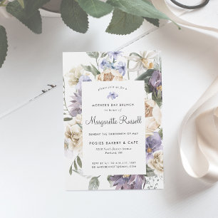 Invitación Desayuno Brunch Floral de Primavera en Acuarela pa