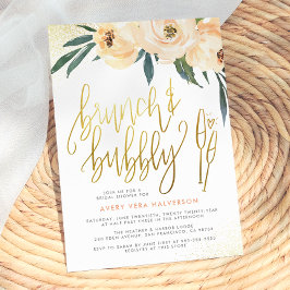 Invitación Desayuno Brunch Floral Rosado & Brindis de Despedi