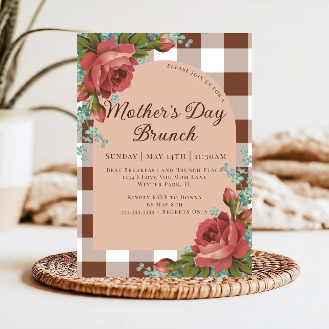 Invitación Desayuno Brunch Floral Rústico Café con Burgundy p (Subido por el creador)