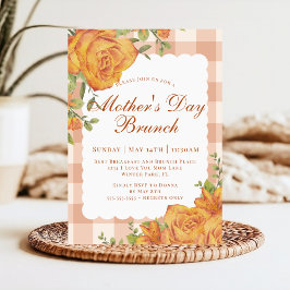 Invitación Desayuno Brunch Floral Rústico Naranja Beige del D