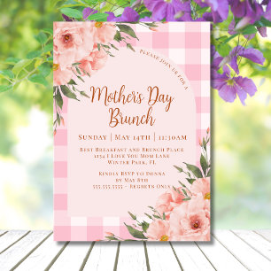 Invitación Desayuno Brunch Floral Rústico Rosa Cobre para el